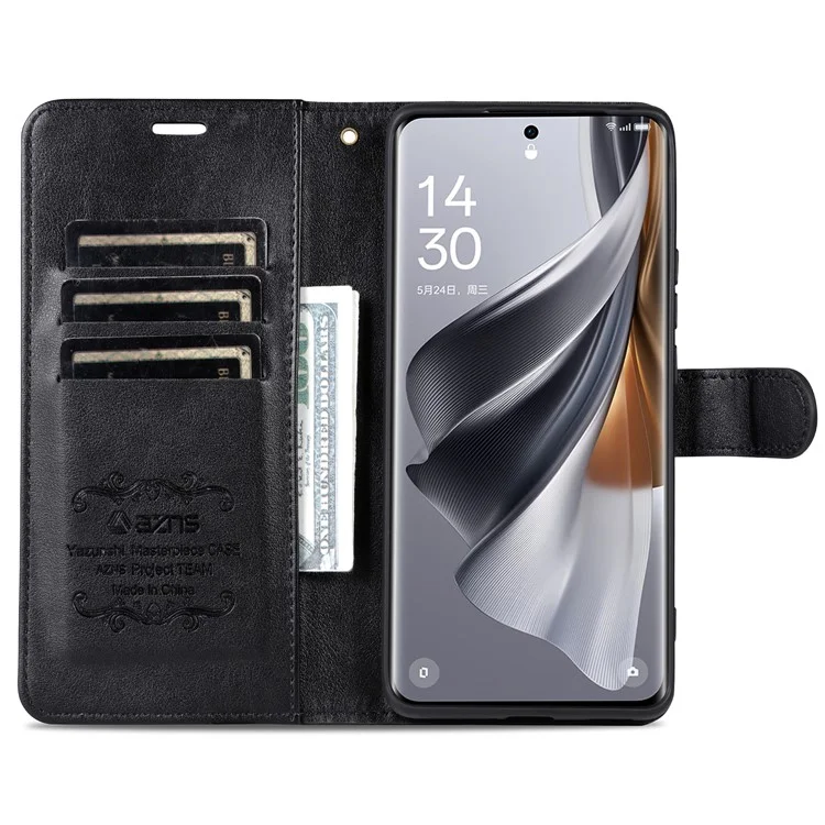AZNS For Honor 100 5G Funda de Teléfono de Piel con Textura de Piel de Cordero y Soporte Tipo Cartera - Negro