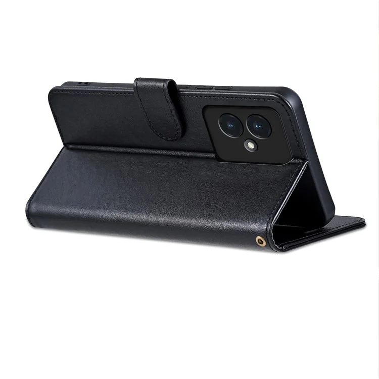 AZNS For Honor 100 5G Funda de Teléfono de Piel con Textura de Piel de Cordero y Soporte Tipo Cartera - Negro