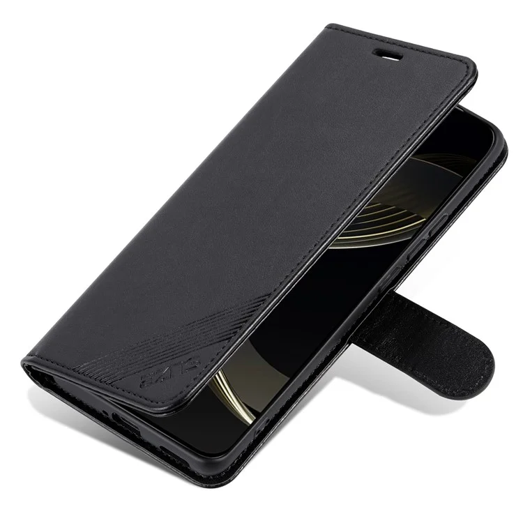 AZNS For Honor 100 5G Funda de Teléfono de Piel con Textura de Piel de Cordero y Soporte Tipo Cartera - Negro