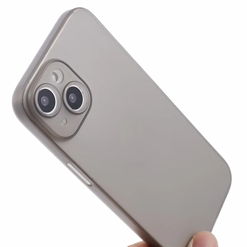 For iPhone 15 Ultra-Thin Case Hard PC Anti-Scratch Protective Phone Cover - Grey