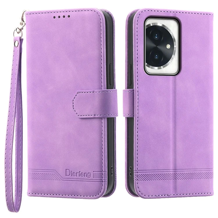 DIERFENG DF-03 per Honor 100 5G Line Texture Leather Phone Case Stand Wallet - Viola