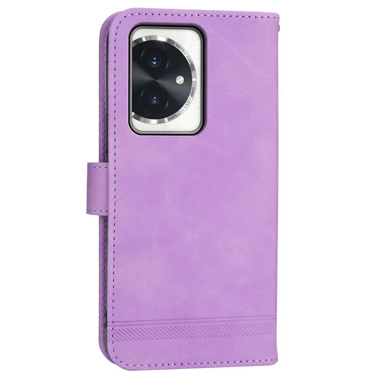 DIERFENG DF-03 per Honor 100 5G Line Texture Leather Phone Case Stand Wallet - Viola