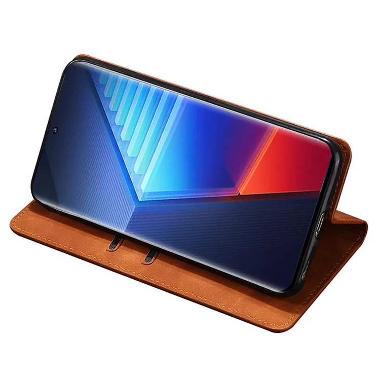 Para o vivo iQOO Z8x 5G / Y78t 5G Capa de Telefone, Slots para Cartão, Capa de Couro com Suporte, Flip Cover - Marrom Claro