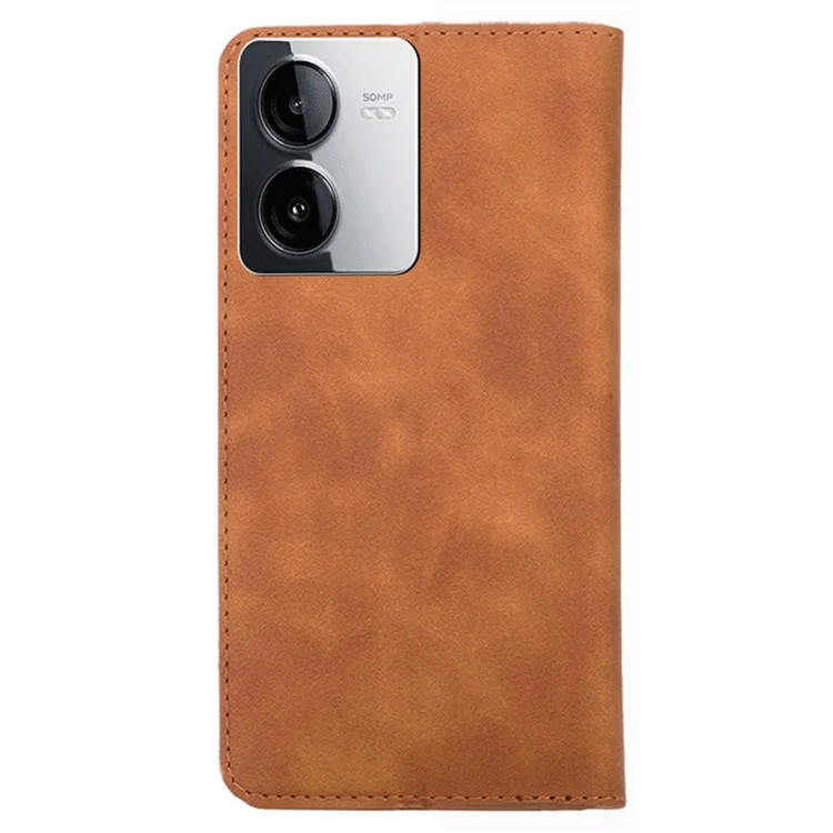 Para o vivo iQOO Z8x 5G / Y78t 5G Capa de Telefone, Slots para Cartão, Capa de Couro com Suporte, Flip Cover - Marrom Claro