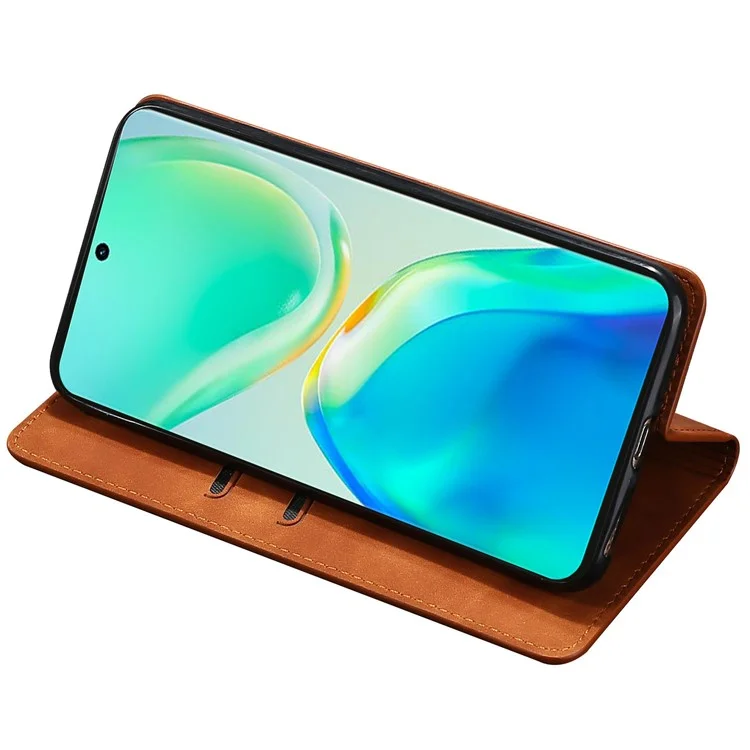 Para o vivo Y17s 4G Case 2 Card Holder Slot PU Leather Phone Cover Skin Touch Feeling - Light Brown