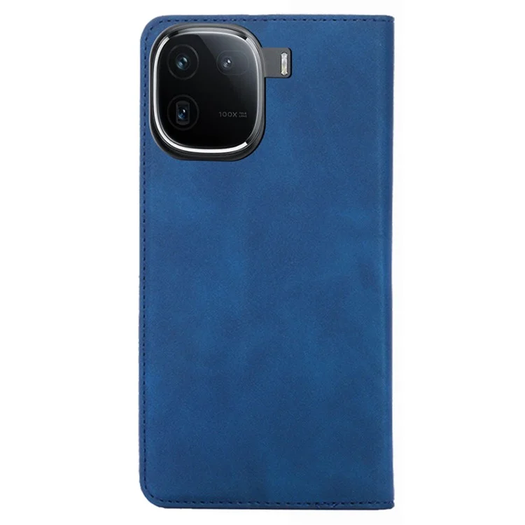 Leather Case for vivo iQOO 12 5G Folding Stand Cover with Card Slots - Blue