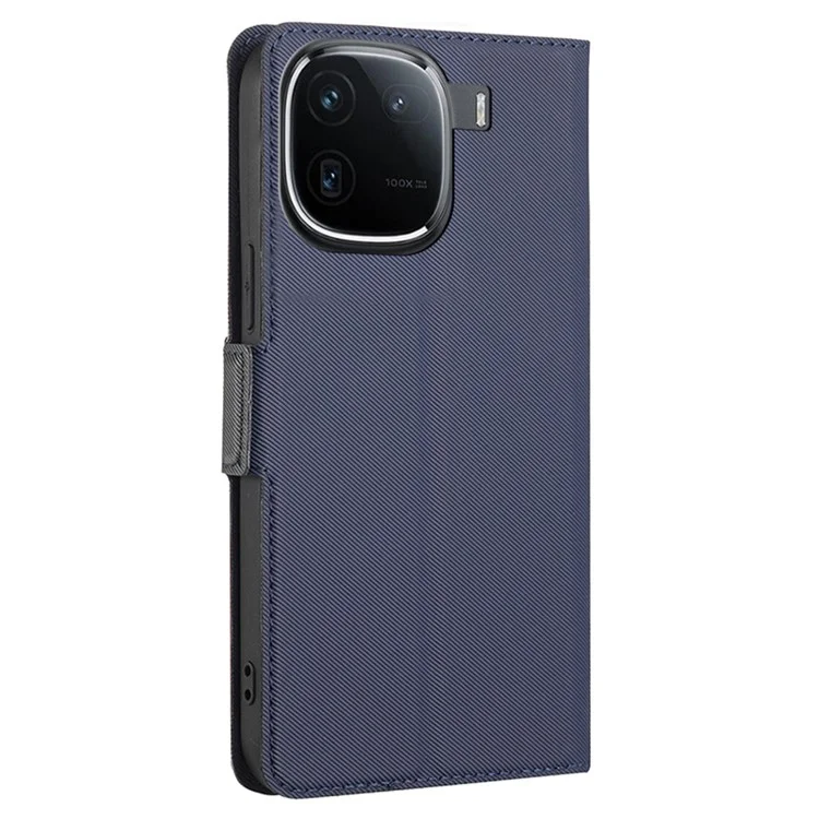 Para vivo iQOO 12 5G Funda de cuero tipo folio Flip Cover Stand View Funda de teléfono a prueba de golpes - Azul