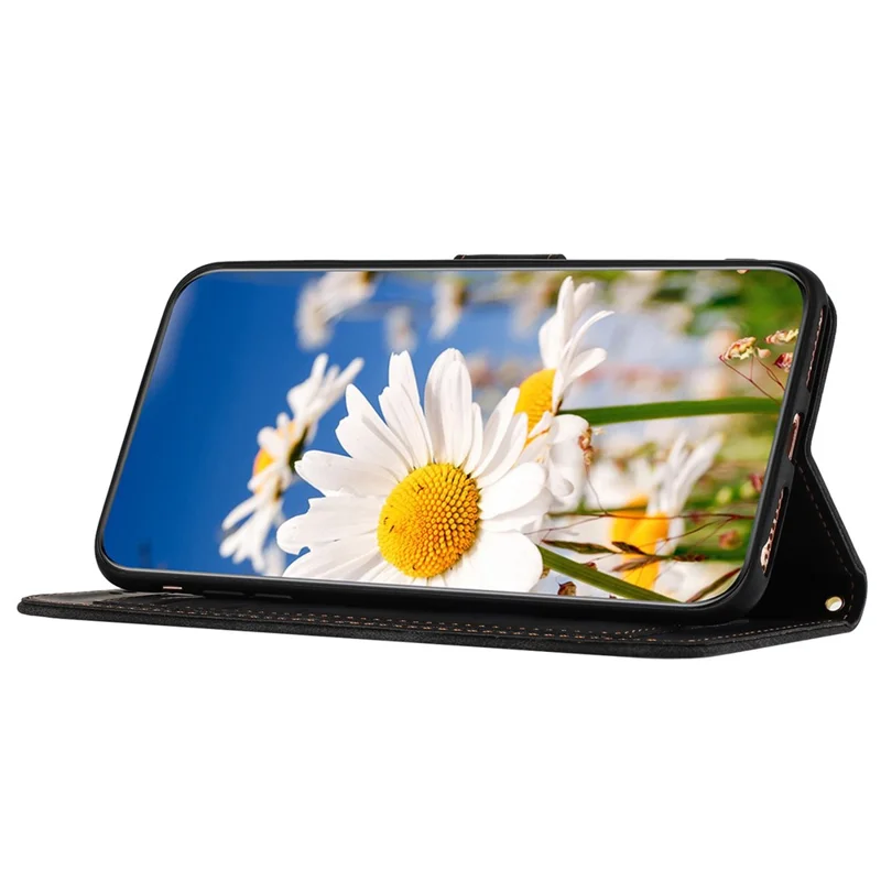For Samsung Galaxy A05s 4G Phone Case PU Leather Card Holder Flower Pattern - Black