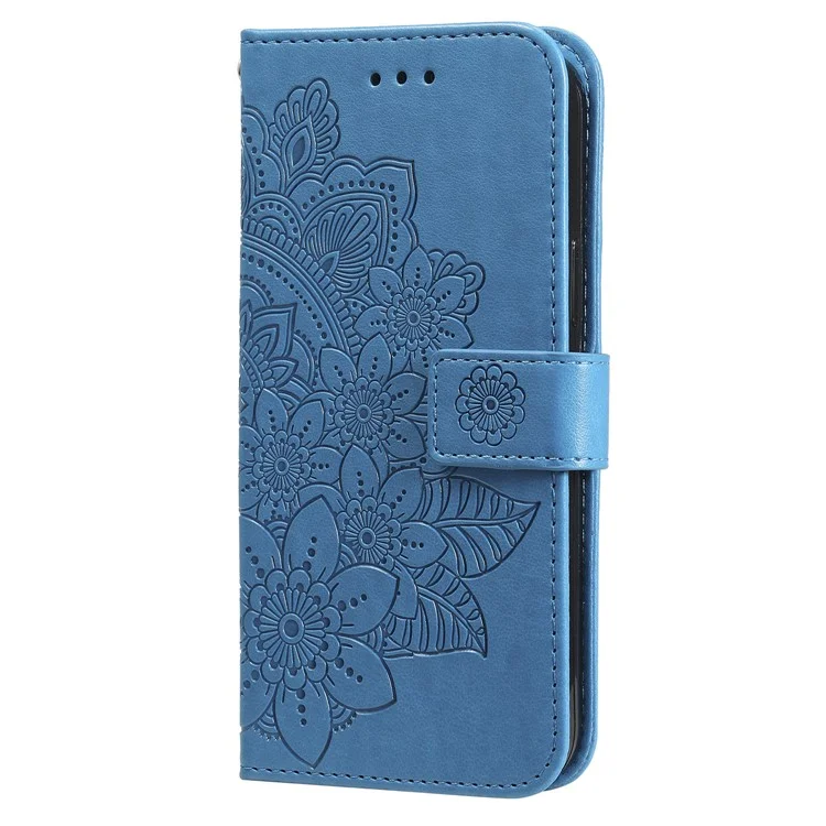 For Xiaomi Redmi Note 13 Pro+ 5G Case Floral Pattern PU Leather Wallet Stand Phone Cover - Blue