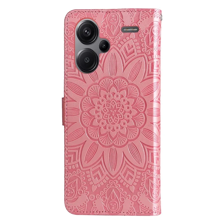 Para Xiaomi Redmi Note 13 Pro+ 5G Funda de Piel Cartera Cubierta con Soporte y Correa, Patrón de Girasol - Rosa
