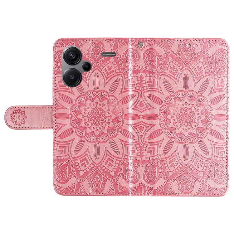 Para Xiaomi Redmi Note 13 Pro+ 5G Funda de Piel Cartera Cubierta con Soporte y Correa, Patrón de Girasol - Rosa