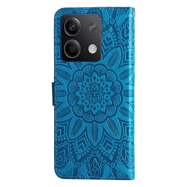 Pour Xiaomi Redmi Note 13 5G Case Sunflower Pattern Leather Phone Wallet Stand Cover - Bleu