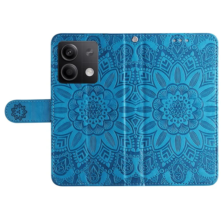 Pour Xiaomi Redmi Note 13 5G Case Sunflower Pattern Leather Phone Wallet Stand Cover - Bleu