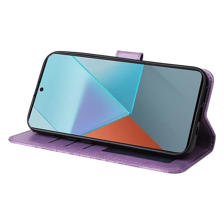 Para Xiaomi Redmi Note 13 Pro 5G / Poco X6 5G Funda tipo cartera con correa Funda de piel para teléfono Soporte - Púrpura