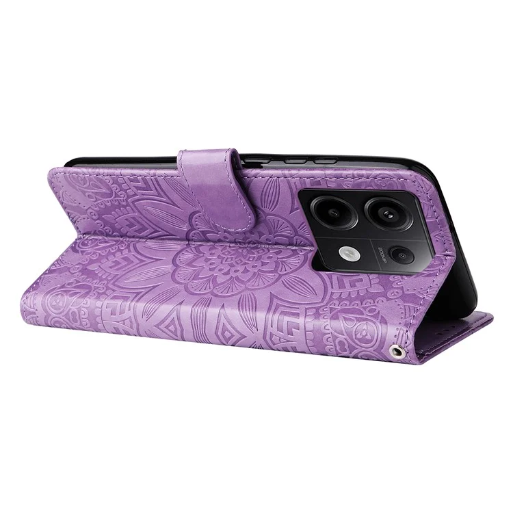 Para Xiaomi Redmi Note 13 Pro 5G / Poco X6 5G Funda tipo cartera con correa Funda de piel para teléfono Soporte - Púrpura