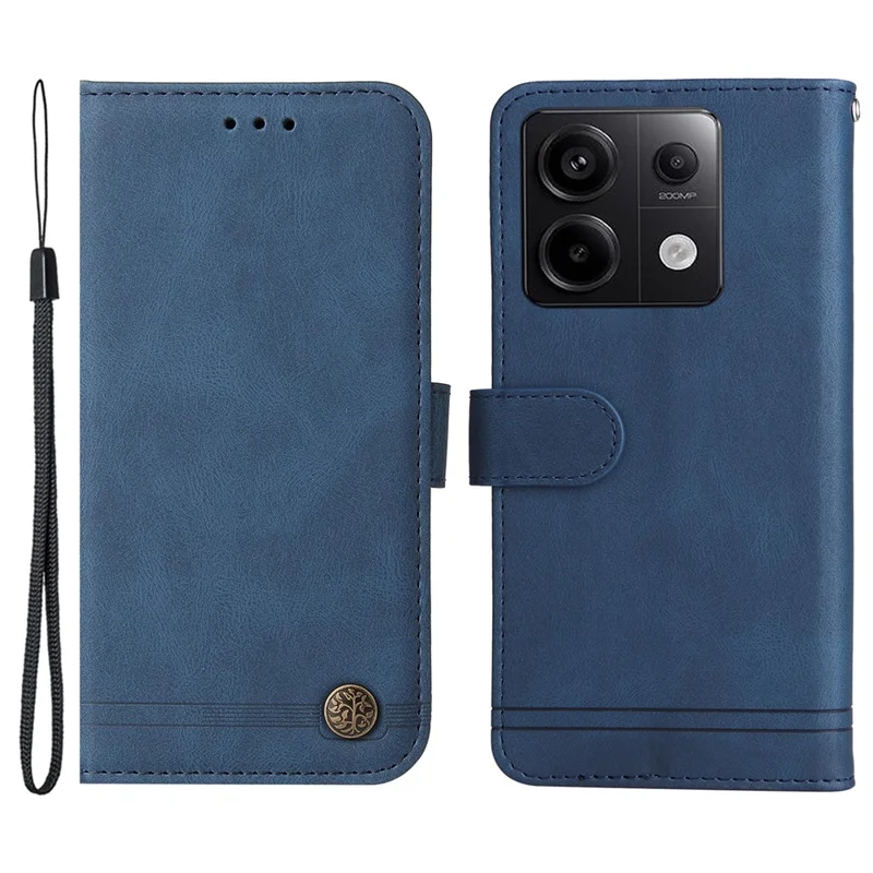 For Xiaomi Redmi Note 13 Pro 5G / Poco X6 5G Leather Wallet Cases Skin Touch Phone Cover Stand with Strap - Blue