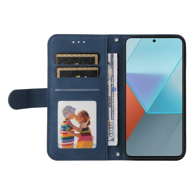 For Xiaomi Redmi Note 13 Pro 5G / Poco X6 5G Leather Wallet Cases Skin Touch Phone Cover Stand with Strap - Blue
