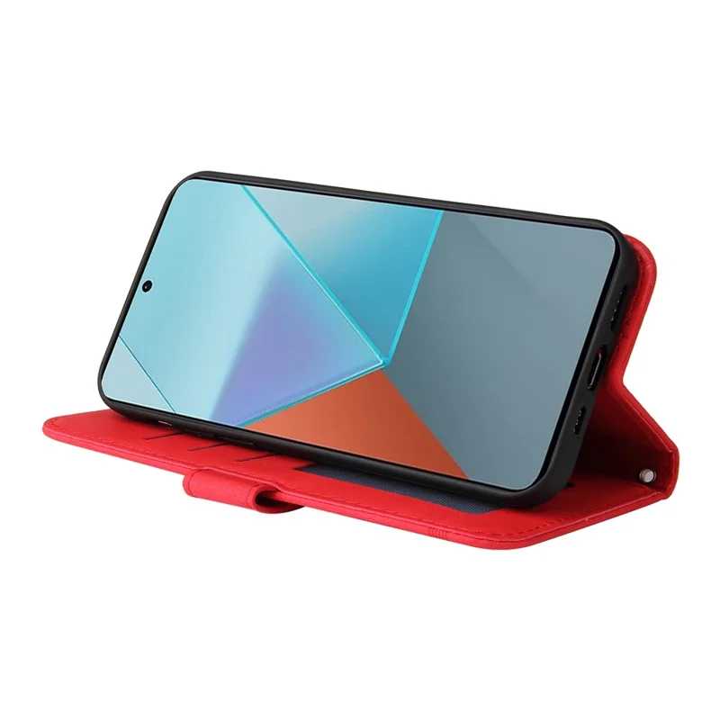 For Xiaomi Redmi Note 13 Pro 5G / Poco X6 5G Leather Wallet Cases Skin Touch Phone Cover Stand with Strap - Red