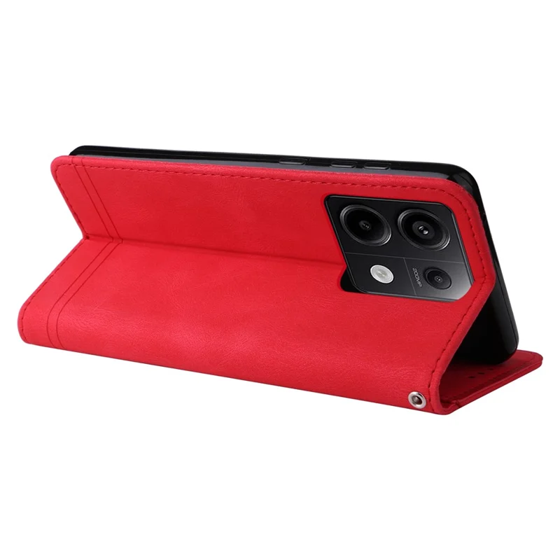 For Xiaomi Redmi Note 13 Pro 5G / Poco X6 5G Leather Wallet Cases Skin Touch Phone Cover Stand with Strap - Red