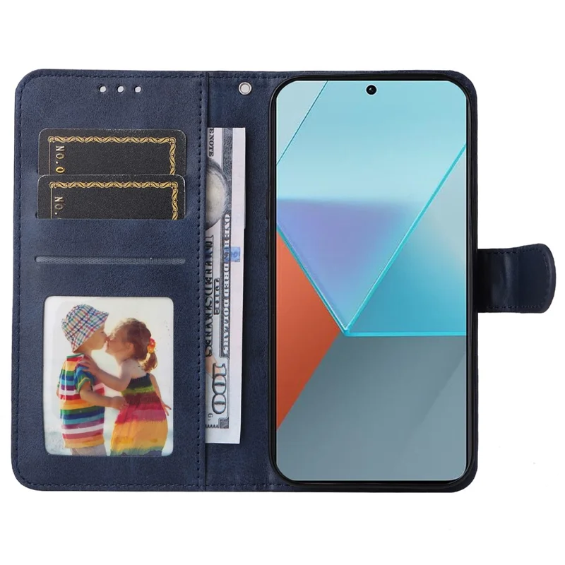 For Xiaomi Redmi Note 13 Pro 5G / Poco X6 5G Case with Strap Leather Phone Cover Wallet Stand - Blue
