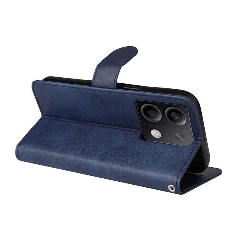 For Xiaomi Redmi Note 13 Pro 5G / Poco X6 5G Case with Strap Leather Phone Cover Wallet Stand - Blue