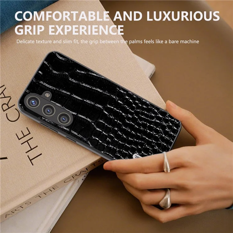 ABEEL For Samsung Galaxy S24 Crocodile Texture Phone Case Camera Protection Cover - Black