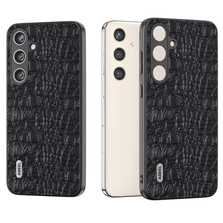 ABEEL For Samsung Galaxy S24 Slim Cover Genuine Cow Leather Back Case with Non-Slip Texture  - Black