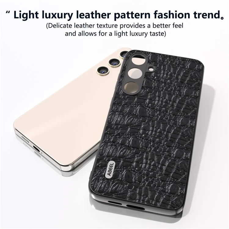 ABEEL For Samsung Galaxy S24 Slim Cover Genuine Cow Leather Back Case with Non-Slip Texture  - Black