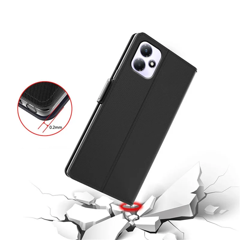 For Infinix Hot 30 Play NFC 4G Mobile Case PU Leather Phone Cover with Mirror Stand - Black