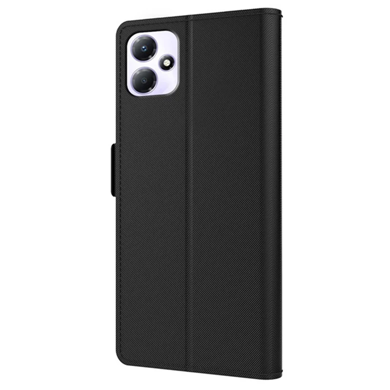 For Infinix Hot 30 Play NFC 4G Mobile Case PU Leather Phone Cover with Mirror Stand - Black