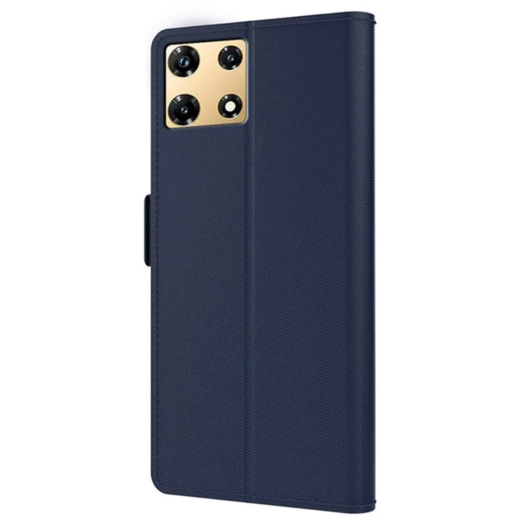For Infinix Note 30 Pro 4G Cell Phone Case Leather Cover with Mirror and Stand - Blue