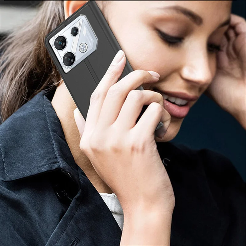 Mobile Phone Case for Infinix GT 10 Pro 5G Card Slot PU Leather Cover - Black