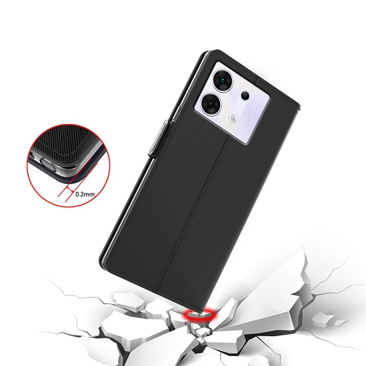 Für Infinix Zero 30 5G Handyhülle PU-Leder Folio Flip Cover mit Spiegel - Schwarz