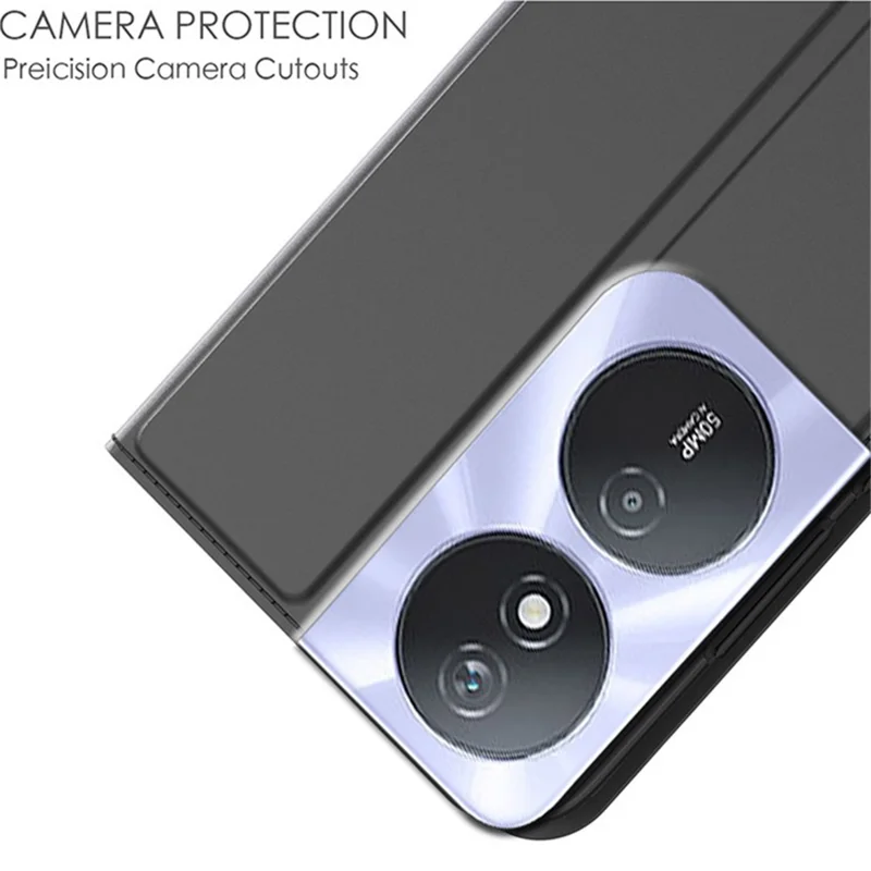 For Honor Play 50 Plus 5G Case Card Slot PU Leather Phone Cover - Black