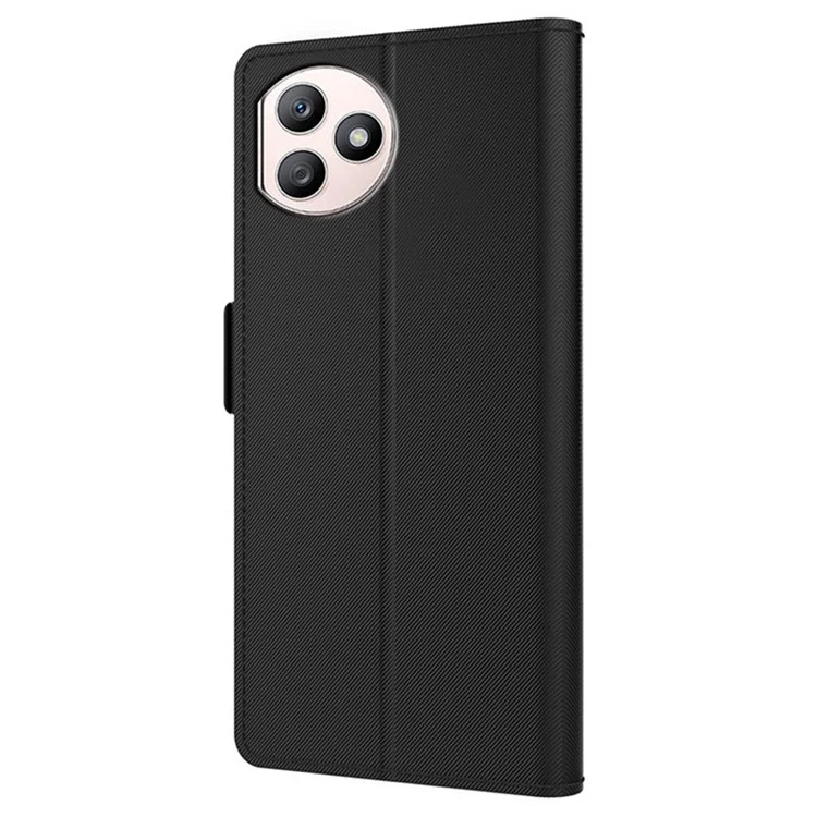 For Honor X50i+ 5G Carcasas con Espejo Incorporado Funda de Piel PU con Soporte - Negro