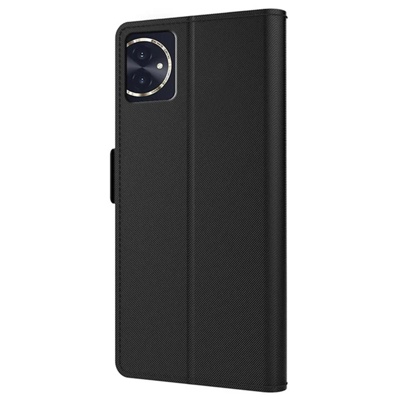 For Honor 100 5G Capa de Telefone com Espelho Embutido, Couro PU+TPU, Design de Suporte - Preto