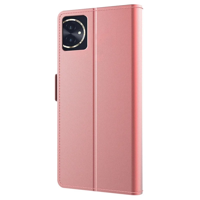 For Honor 100 5G Built-in Mirror TPU+PU Leather Stand Phone Case Cover - Rose Gold