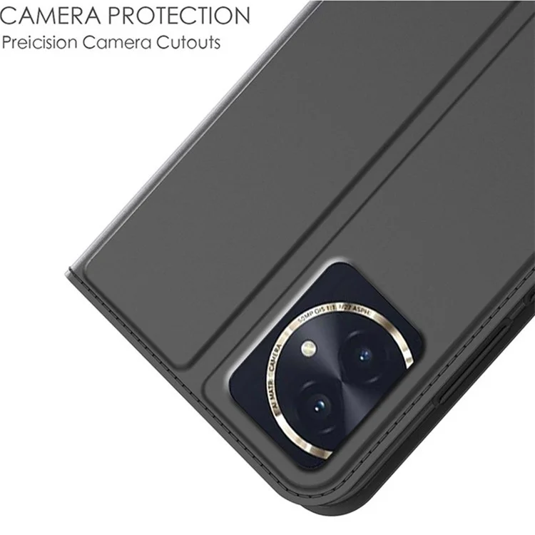 PU Leather Shell for Honor 100 5G Case Card Slot Phone Cover - Black