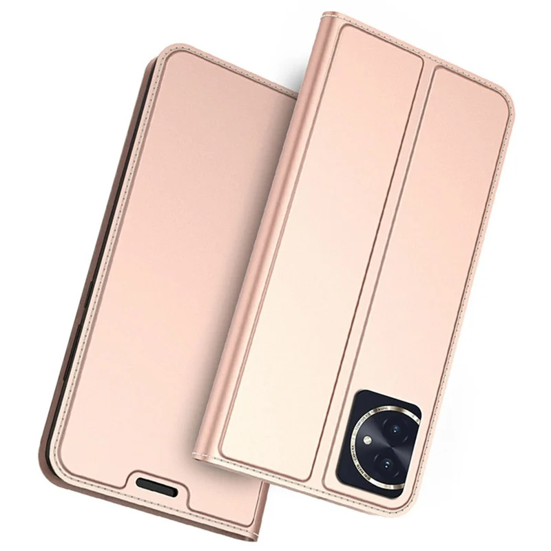 PU Leather Shell for Honor 100 5G Case Card Slot Phone Cover - Rose Gold