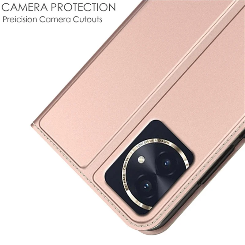 PU Leather Shell for Honor 100 5G Case Card Slot Phone Cover - Rose Gold