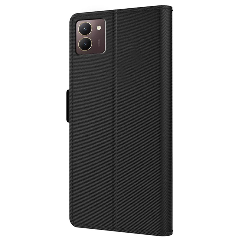 Per vivo Y27s 4G Slim-Fit PU Leather Stand Phone Cover Built-in Mirror Cases - Black