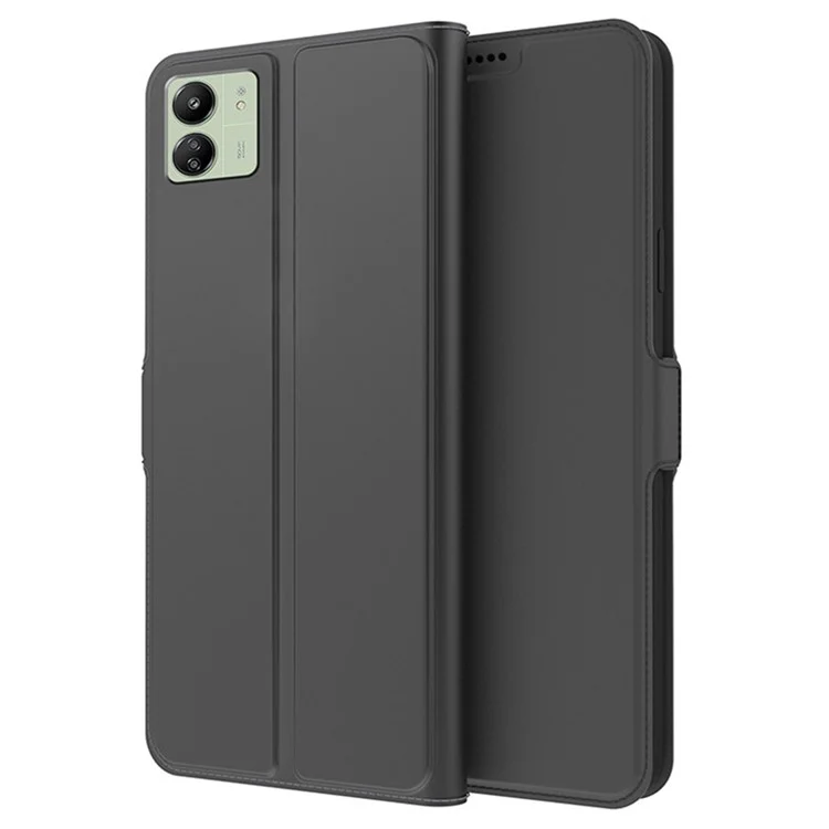 Para Xiaomi Redmi 13C 4G / Poco C65 4G Case Drop-proof PU Leather Flip Stand Phone Guard Cover - Black