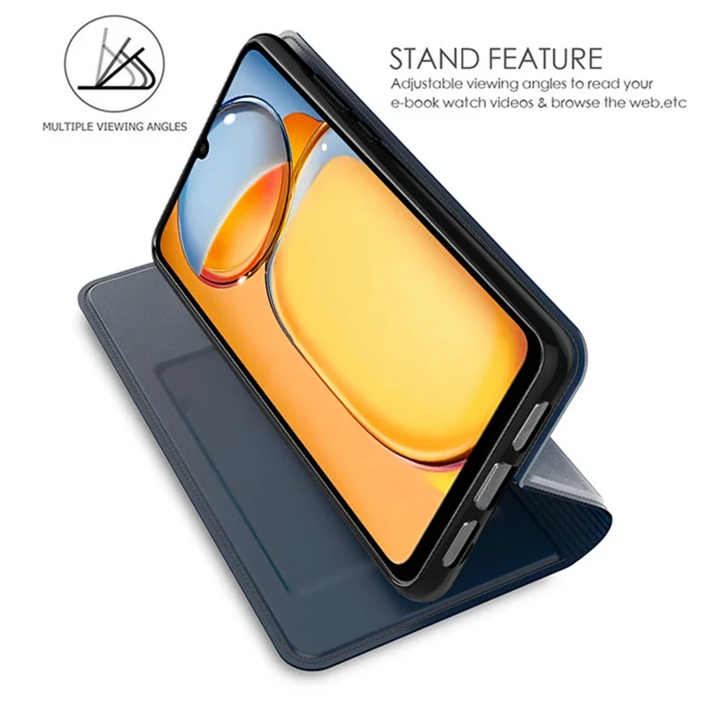 For Xiaomi Redmi 13C 4G / Poco C65 4G Case Card Holder PU Leather Magnetic Phone Cover - Blue