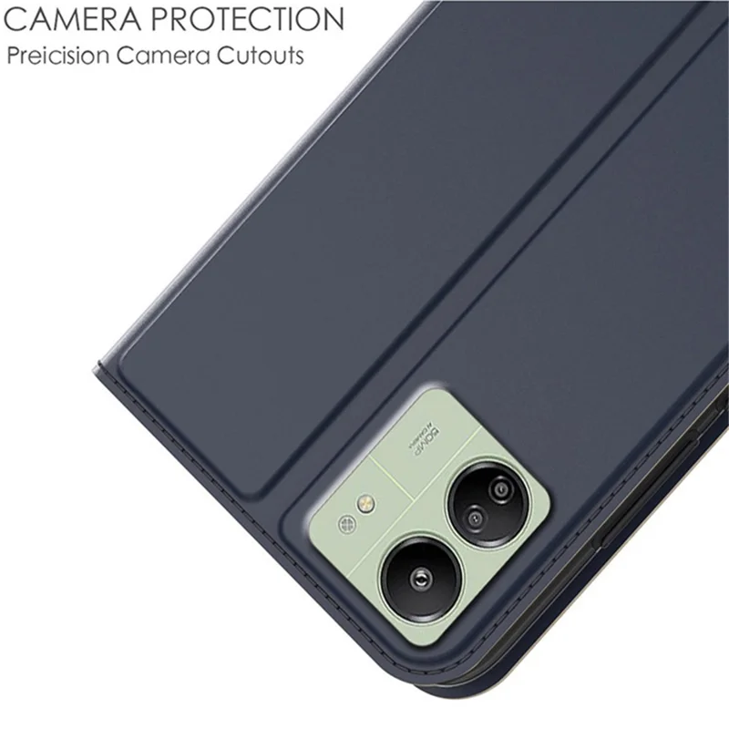 For Xiaomi Redmi 13C 4G / Poco C65 4G Case Card Holder PU Leather Magnetic Phone Cover - Blue