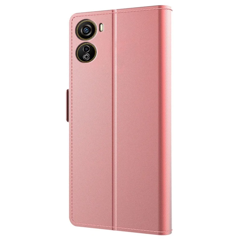 For ZTE nubia Neo 5G Cell Phone Case Anti-drop PU Leather Cover with Mirror - Rose Gold