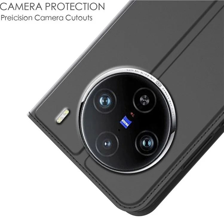 Pour vivo X100 Pro 5G Fente Carte Support Housse en Cuir PU Étui de Téléphone - Noir