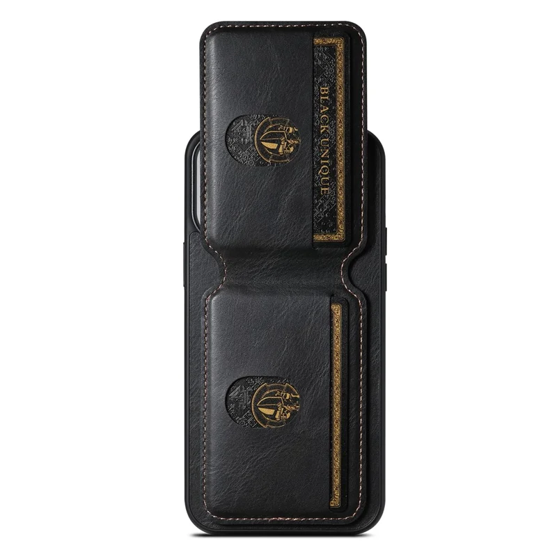 SUTENI H02 For iPhone 14 Pro Max Leather Case Waxy Texture Vertical Flip Card Holder Phone Cover - Black