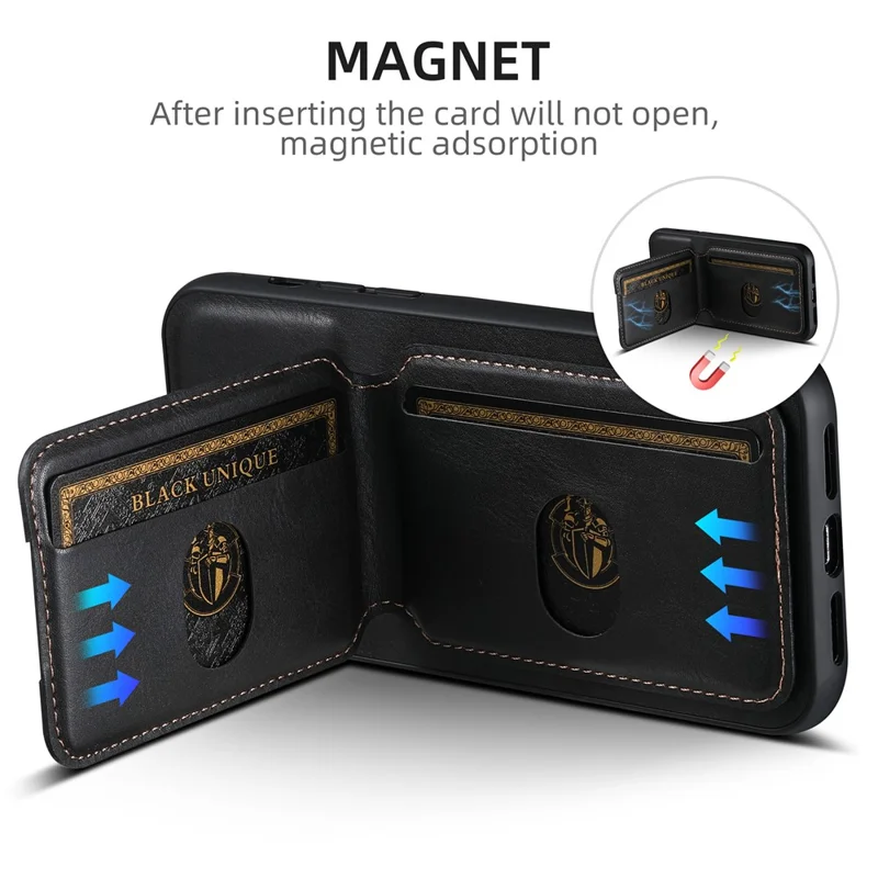 SUTENI H02 For iPhone 14 Pro Max Leather Case Waxy Texture Vertical Flip Card Holder Phone Cover - Black