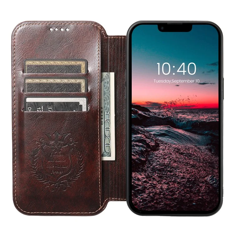 SUTENI J05 For iPhone 15 Case Compatible with MagSafe Anti-scratch Leather Card Slots Phone Cover - Brown