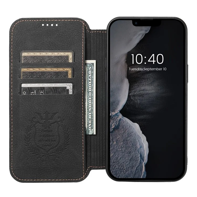 SUTENI J06 Custodia per iPhone 15 Plus, Texture in Pelle PU + Copertura TPU Compatibile con MagSafe - Nero